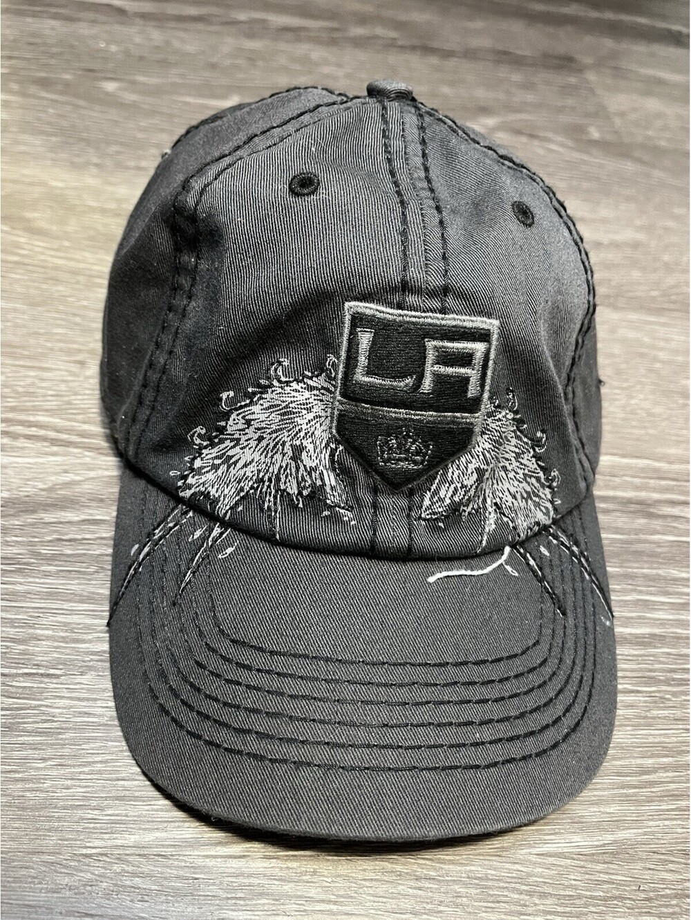 Fanatics LA Kings Acid Wash Hat Cap Black Gray Adjustable